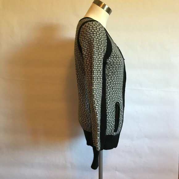 A Pea in the Pod Maternity Black & White Zip-Up Cardigan Sweater, Size Small - Picture 5 of 10